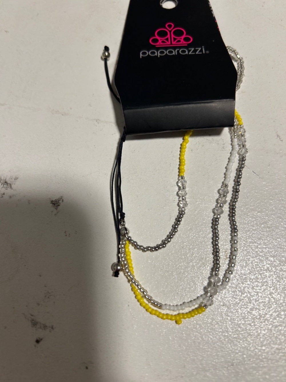 paparazzi Silver, Yellow and Clear Multi-Strand Beaded Necklace